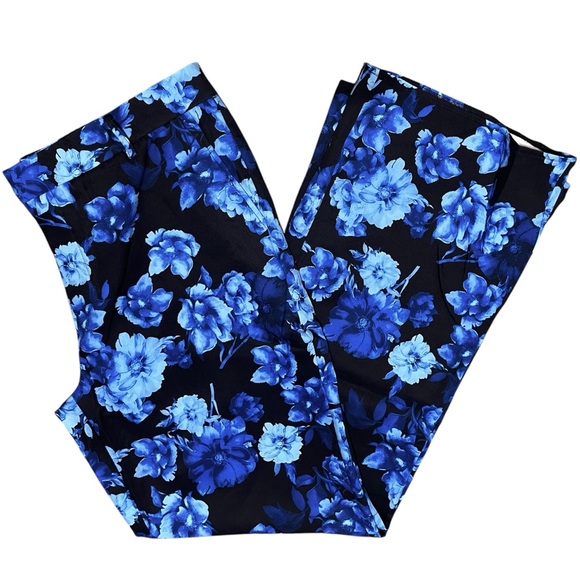 New Area Stars Floral Print Work Pants Trousers Hannah Black Blue Size XL - Picture 11 of 16